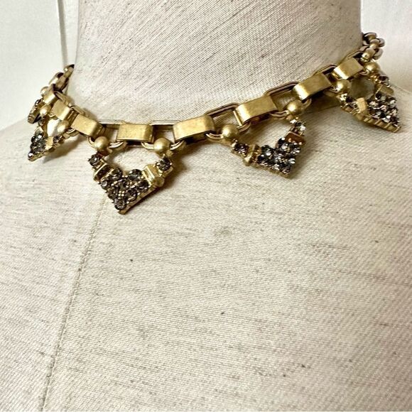Stella and Dot gold tone rhinestone choker necklace - Picture 5 of 11